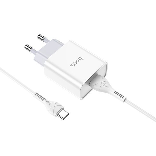 Мережевий зарядний пристрій з кабелем HOCO C81A Asombroso single port charger set(Type-C) White 151859285 фото