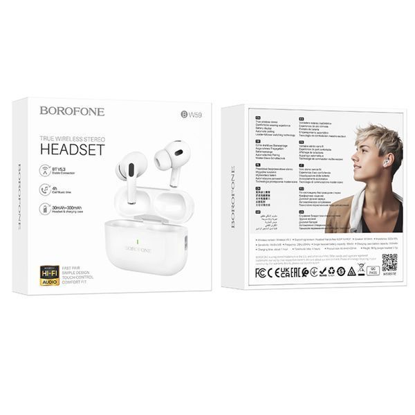 Бездротові навушники BOROFONE BW59 True wireless stereo headset White 186010778 фото