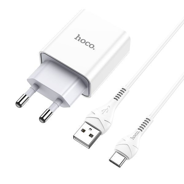 Мережевий зарядний пристрій з кабелем HOCO C81A Asombroso single port charger set(Type-C) White 151859285 фото