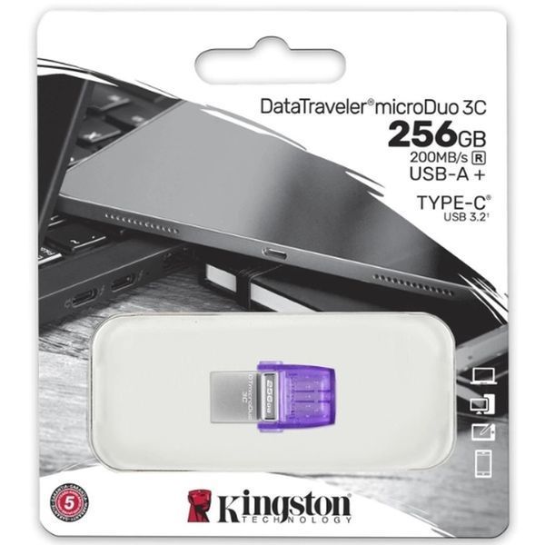 Флеш-накопичувач Kingston USB 3.2 DT microDuo 3C 256GB (Type-A/Type-C) (200Mb/s) 671632972 фото