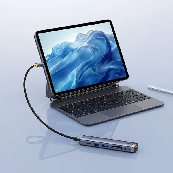 USB-хаб Baseus UltraJoy Series 7-Port HUB AIR Space Grey (Type-C to HDMI4K@60Hz*1+USB3.0*2+PD*1+SD/TF3.0*1+3.5mm*1) 224523697 фото