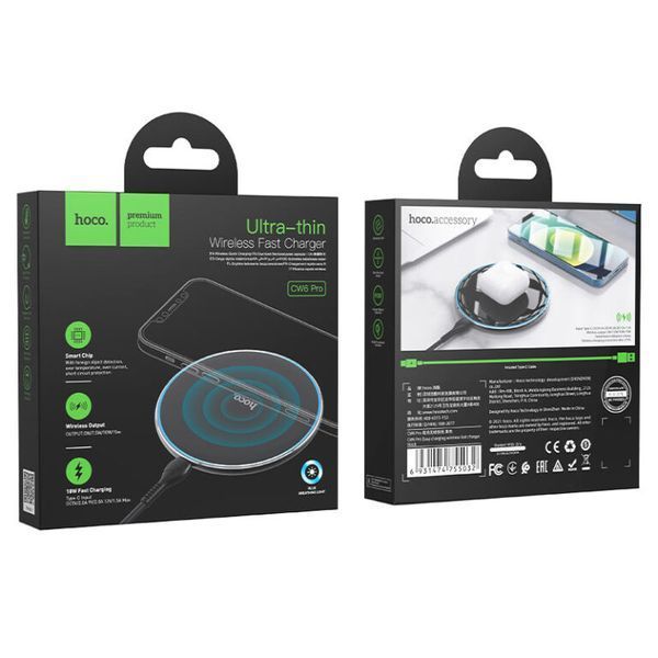 Бездротовий зарядний пристрій HOCO CW6 Pro Easy 15W charging wireless fast charger Black 700972652 фото