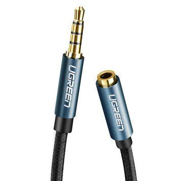 Аудіокабель UGREEN AV118 3.5mm Male to 3.5mm Female, nylon braid, 2m Black 107866083 фото