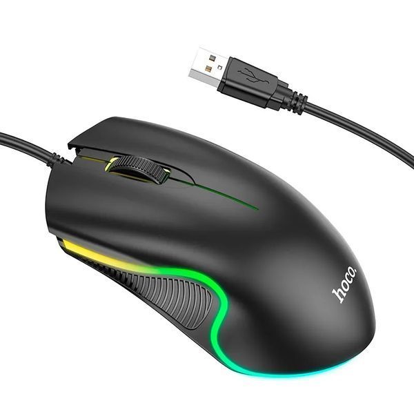 Миша HOCO GM19 Enjoy gaming luminous wired mouse Black 716375998 фото