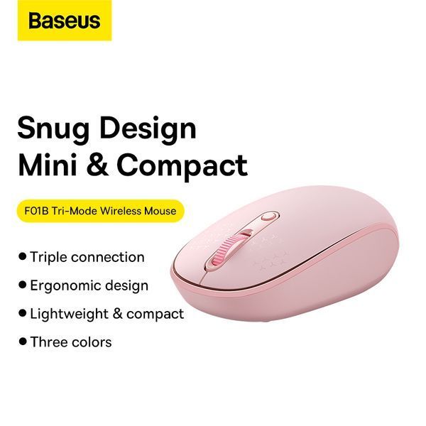 Маніпулятор миша бездротова Baseus F01B Tri-Mode Wireless Mouse Baby Pink 110997915 фото