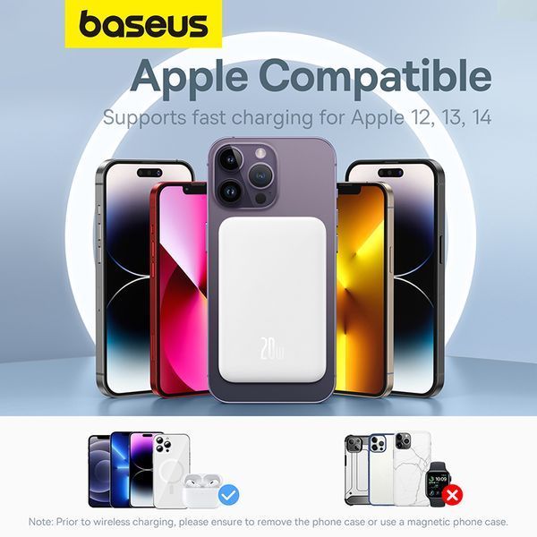 Зовнішній акумулятор Baseus Magnetic Mini Wireless Fast Charge Power Bank 5000mAh 20W Stellar White（With Simple Series Charging Cable Type-C to Typ 103253990 фото