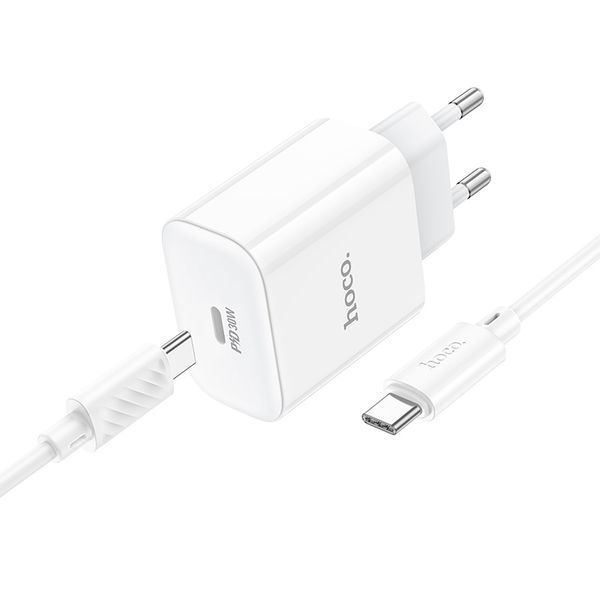 Сетевое зарядное устройство с кабелем HOCO C76A Pro Majestic single port PD30W charger set (Type-C to Type-C)(EU) White 752304326 фото