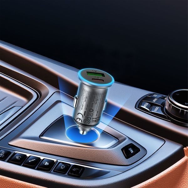 Автомобільний зарядний пристрій ACEFAST B15 65W (USB-A+USB-C) dual port metal car charger 221018063 фото