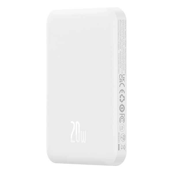 Зовнішній акумулятор Baseus Magnetic Mini Wireless Fast Charge Power Bank 5000mAh 20W Stellar White（With Simple Series Charging Cable Type-C to Typ 103253990 фото