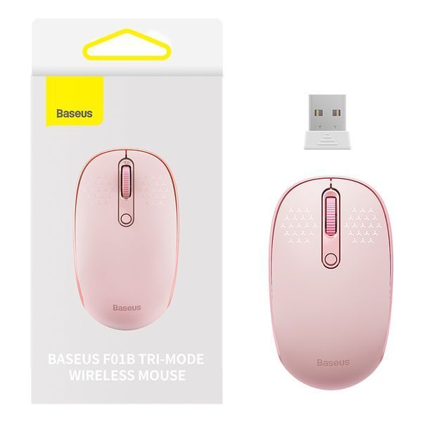 Маніпулятор миша бездротова Baseus F01B Tri-Mode Wireless Mouse Baby Pink 110997915 фото