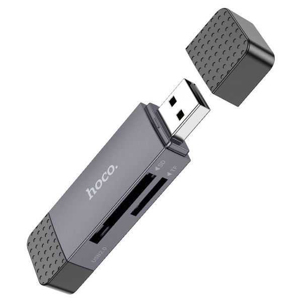 Кардрідер HOCO HB45 Spirit 2-in-1 USB/Type-C 2.0 card reader Metal Gray 670441298 фото