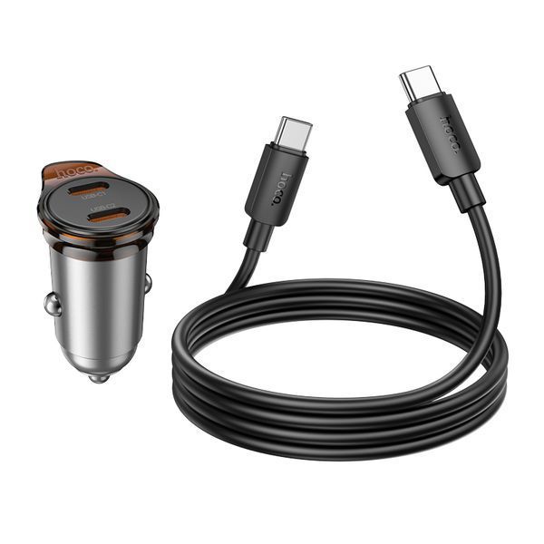Автомобильное зарядное устройство HOCO NZ16B Rigorous PD45W(2C) car charger set(C to C) metal grey 846495856 фото