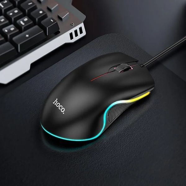 Миша HOCO GM19 Enjoy gaming luminous wired mouse Black 716375998 фото