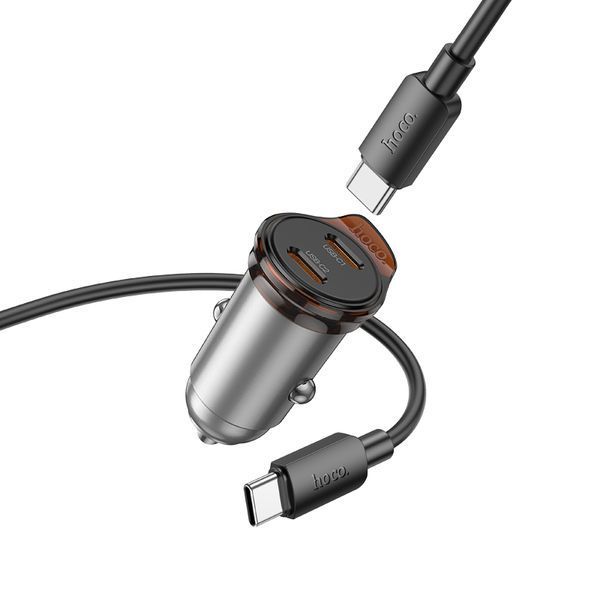 Автомобильное зарядное устройство HOCO NZ16B Rigorous PD45W(2C) car charger set(C to C) metal grey 846495856 фото
