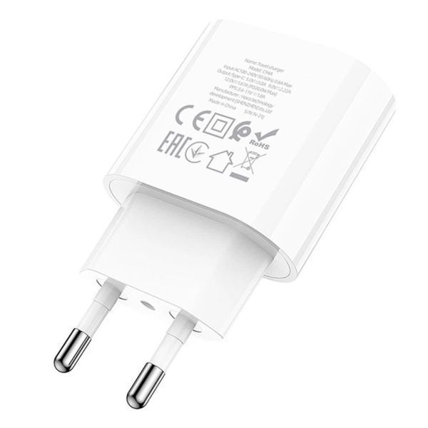Сетевое зарядное устройство с кабелем HOCO C94A Metro single port PD20W charger set(Type-C to Type-C) White 966574910 фото