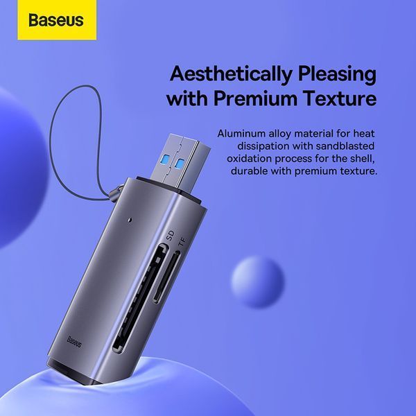Картридер Baseus Lite Series USB-A to SD/TF Card Reader Grey 531505325 фото