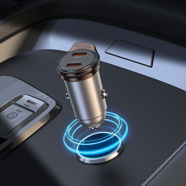 Автомобильное зарядное устройство HOCO NZ16B Rigorous PD45W(2C) car charger set(C to C) metal grey 846495856 фото