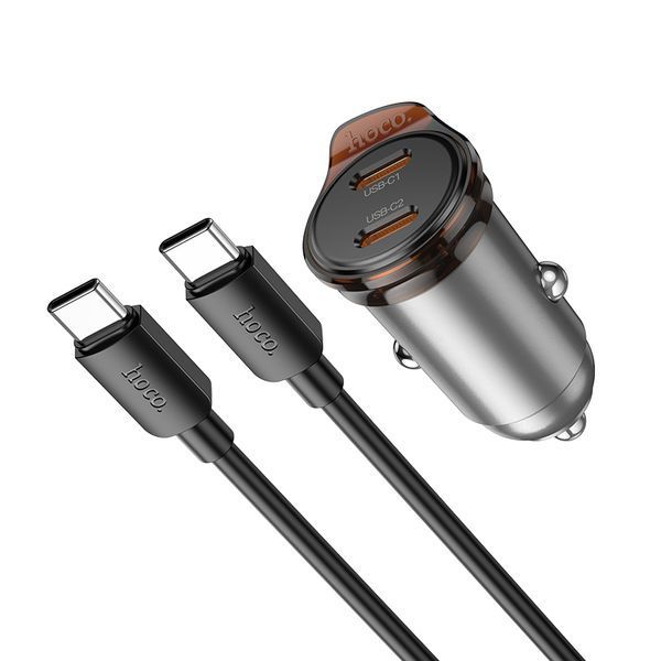 Автомобильное зарядное устройство HOCO NZ16B Rigorous PD45W(2C) car charger set(C to C) metal grey 846495856 фото