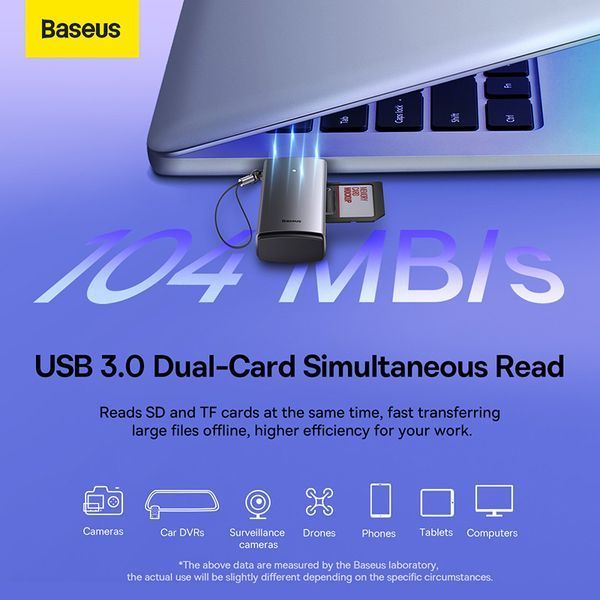 Картридер Baseus Lite Series USB-A to SD/TF Card Reader Grey 531505325 фото