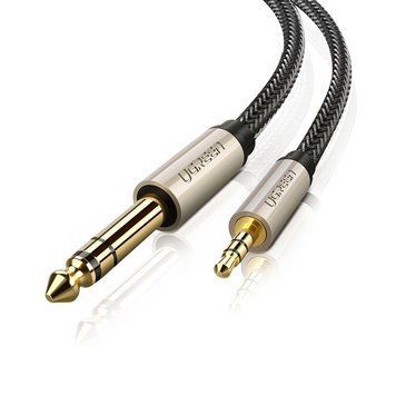 Аудіокабель UGREEN AV127 3.5mm Male to 6.35mm Male, TRS Stereo Audio Cable, nylon braid, 5m Gray 674541816 фото
