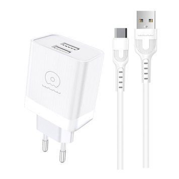 Мережевий зарядний пристрій з кабелем WUW-T92 2USB/2.4A set type-c 195388869 фото