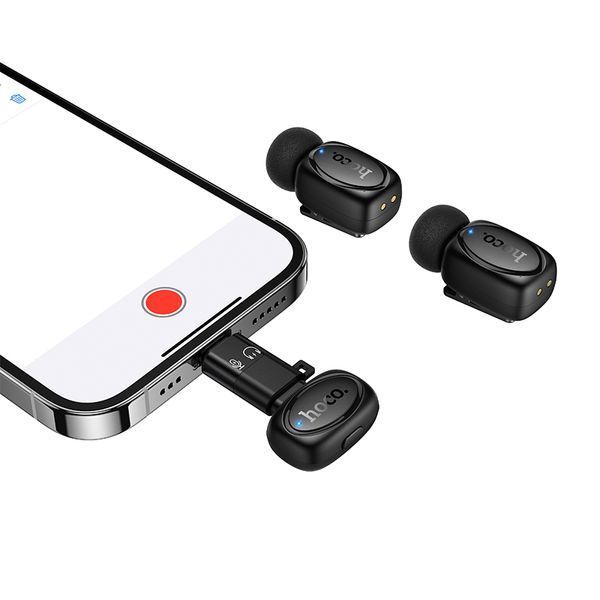 Бездротова мікрофонна система HOCO L19 Graceful dual-mic (iP/Type-C) Black 346519736 фото