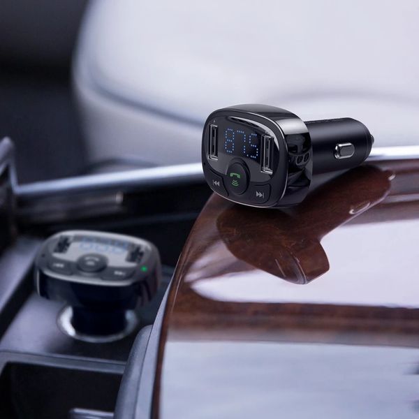 АЗУ с FM-модулятором Baseus T Shaped S-09A Car Bluetooth MP3 Player (Standard Edition) Black 601693565 фото