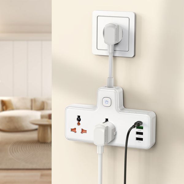 Сетевой подовжувач HOCO AC12A Reise 2-position expansion socket(PD30W/1C3A) (8.5 cm) White 506655300 фото
