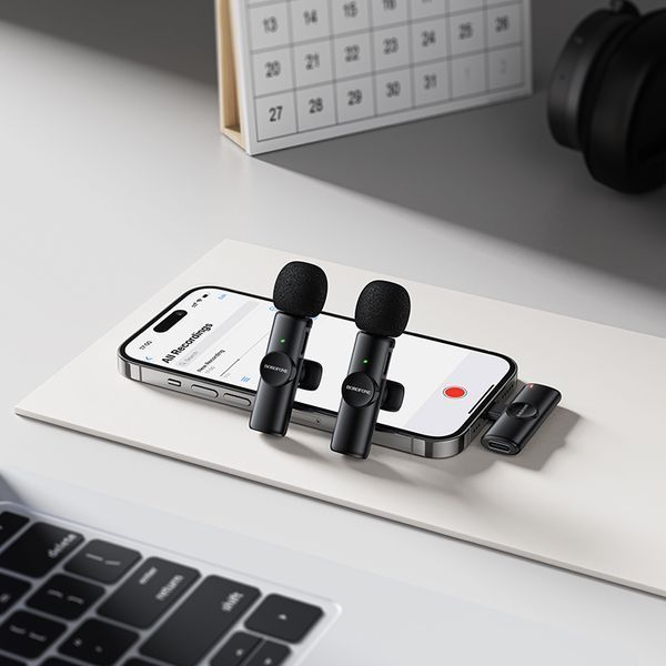 Бездротова мікрофонна система BOROFONE BFK16A Winner dual-mic (Lightning) Black 101217043 фото