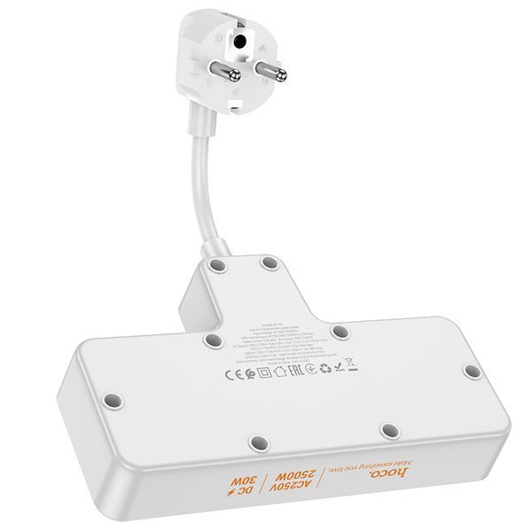 Сетевой подовжувач HOCO AC12A Reise 2-position expansion socket(PD30W/1C3A) (8.5 cm) White 506655300 фото