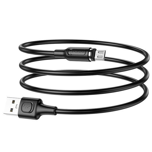 Кабель BOROFONE BX41 USB to Micro 2.4A, 1m, PVC, PVC connectors, magnetic, Black 686312533 фото
