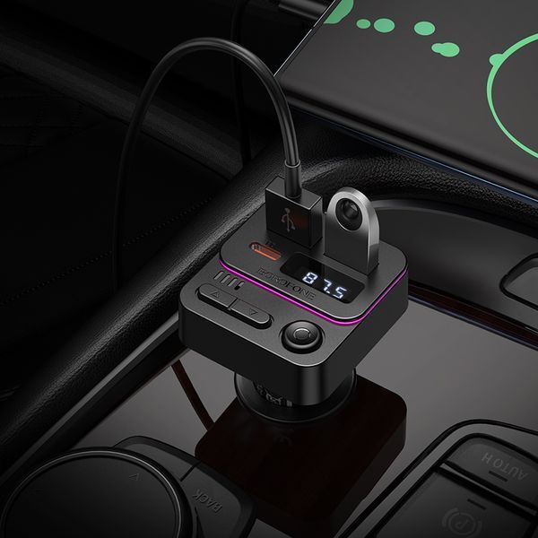 АЗП з FM-модулятором BOROFONE BC60 Hero 35W(1A1C) car BT FM transmitter Black 934493899 фото