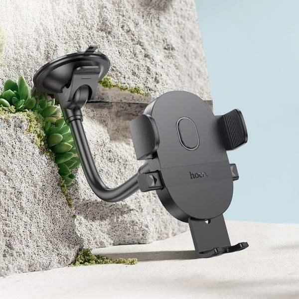 Автотримач для телефона HOCO H20 Mighty one-button car holder(windshield) Black 395226782 фото