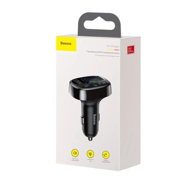 АЗУ с FM-модулятором Baseus T Shaped S-09A Car Bluetooth MP3 Player (Standard Edition) Black 601693565 фото