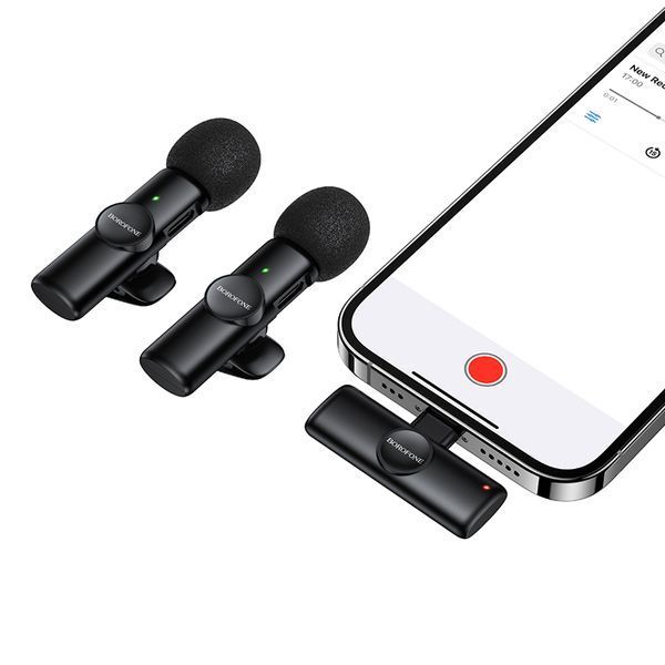 Бездротова мікрофонна система BOROFONE BFK16A Winner dual-mic (Lightning) Black 101217043 фото