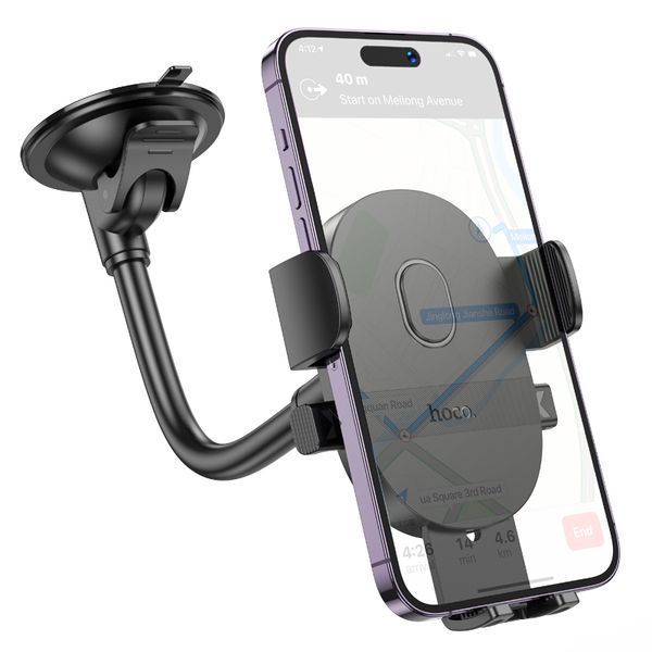 Автотримач для телефона HOCO H20 Mighty one-button car holder(windshield) Black 395226782 фото