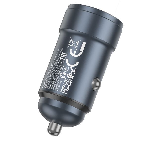 Автомобільний зарядний пристрій HOCO Z57 Glorious single-port PD30W car charger Metal Gray 106123169 фото