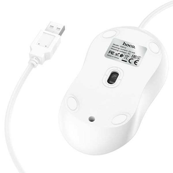 Миша HOCO GM13 Esteem business wired mouse White 840437814 фото