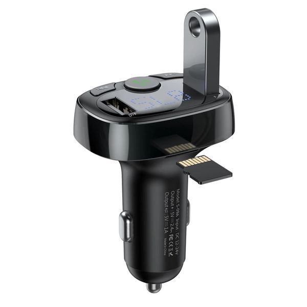 АЗУ с FM-модулятором Baseus T Shaped S-09A Car Bluetooth MP3 Player (Standard Edition) Black 601693565 фото