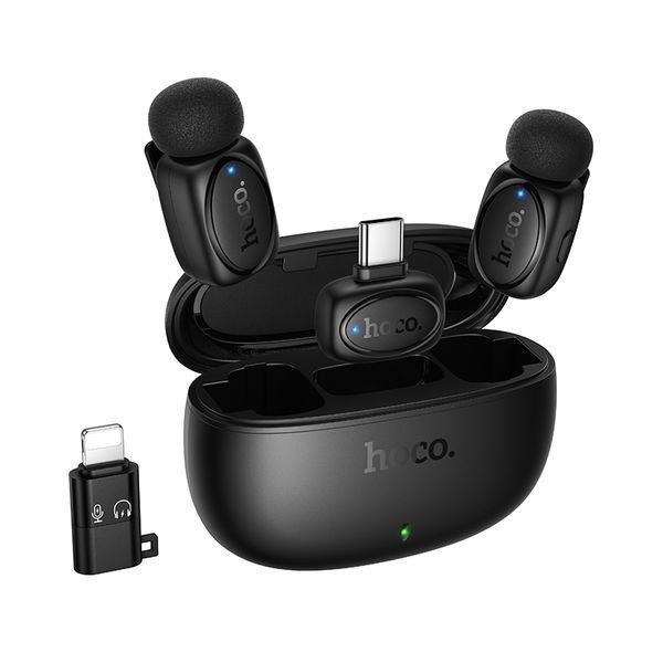 Бездротова мікрофонна система HOCO L19 Graceful dual-mic (iP/Type-C) Black 346519736 фото