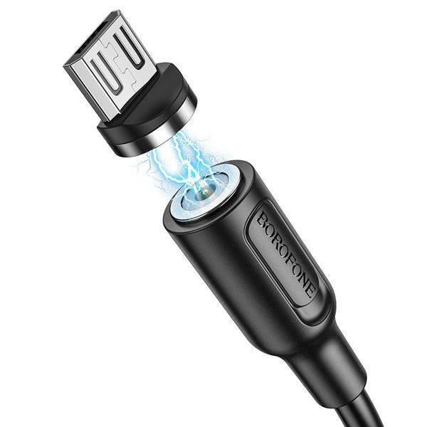 Кабель BOROFONE BX41 USB to Micro 2.4A, 1m, PVC, PVC connectors, magnetic, Black 686312533 фото