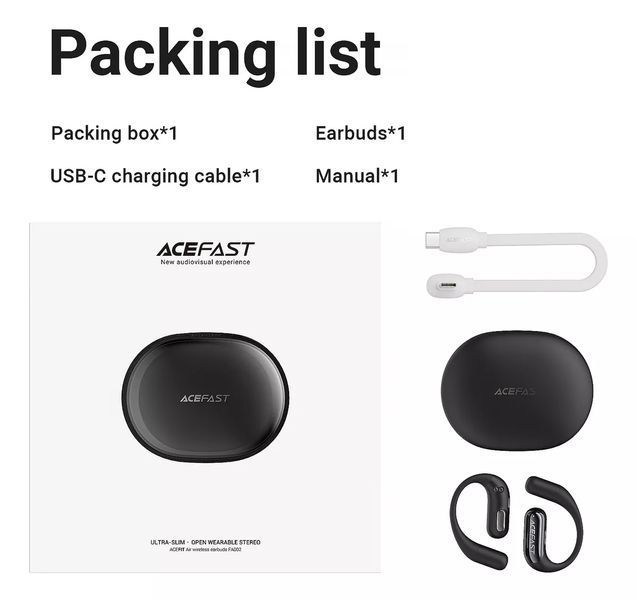 Беспроводные наушники TWS ACEFAST FA002 ACEFIT Air wireless earbuds, ENC, IP54, White 166764040 фото