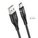 Кабель HOCO U93 USB to Type-C 3A, 1.2m, nylon, aluminum connectors, light indicator, Black 152350152 фото 1