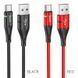 Кабель HOCO U93 USB to Type-C 3A, 1.2m, nylon, aluminum connectors, light indicator, Black 152350152 фото 3