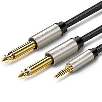 Аудіокабель UGREEN AV126 3.5mm TRS to Dual 6.35mm TS Audio Cable 2m (Gray)(UGR-10615) 172956685 фото