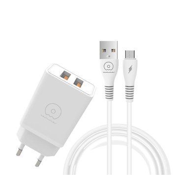 Мережевий зарядний пристрій з кабелем WUW-T55 2USB/3.1A set micro 721036983 фото