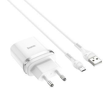 Сетевое зарядное устройство с кабелем HOCO C12Q Smart QC3.0 charger set(Micro) 18W White 443938176 фото