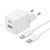 Сетевое зарядное устройство с кабелем Baseus Palm Fast Charger C+U 30W EU Moon White (with USB-C to USB-C 60W (20V/3A) 1m Moon White) 775809691 фото