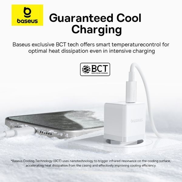 Сетевое зарядное устройство с кабелем Baseus Palm Fast Charger C+U 30W EU Moon White (with USB-C to USB-C 60W (20V/3A) 1m Moon White) 775809691 фото