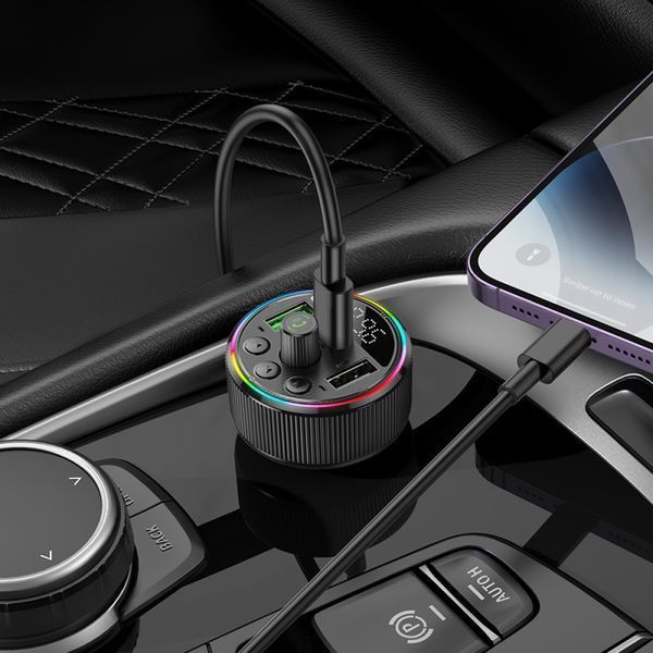 АЗП з FM-модулятором HOCO E82 Guerrero PD30W+QC3.0 car BT FM transmitter Black 887443305 фото